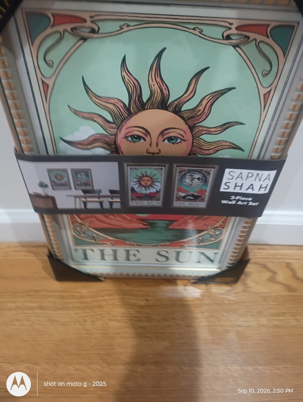 NWT Sapna Shah The Sun& Moon Set Framed Wall Art